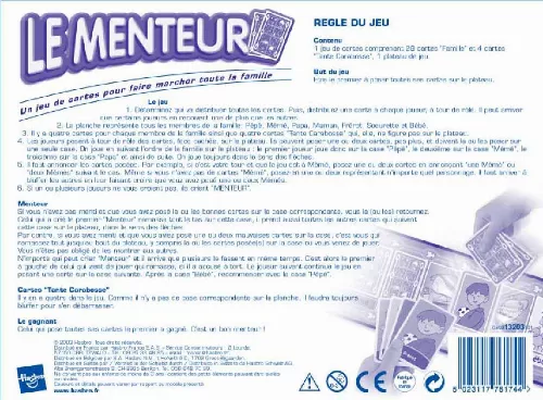 Règles Du Jeu Le Menteur La Famille En Folie Notice HASBRO JEU LE MENTEUR - micro-ordinateur portable Trouver une
